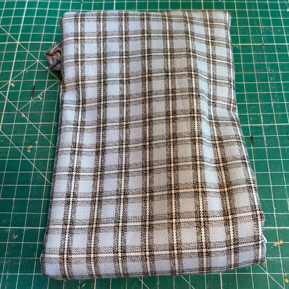 Plaid Checkered Blue, Black & white Fabric Wool Blend
